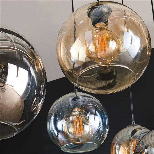 Hoyz - Hanglamp 4+3 Multi Globe XL - 7 Lichtpunten - Artic zwart