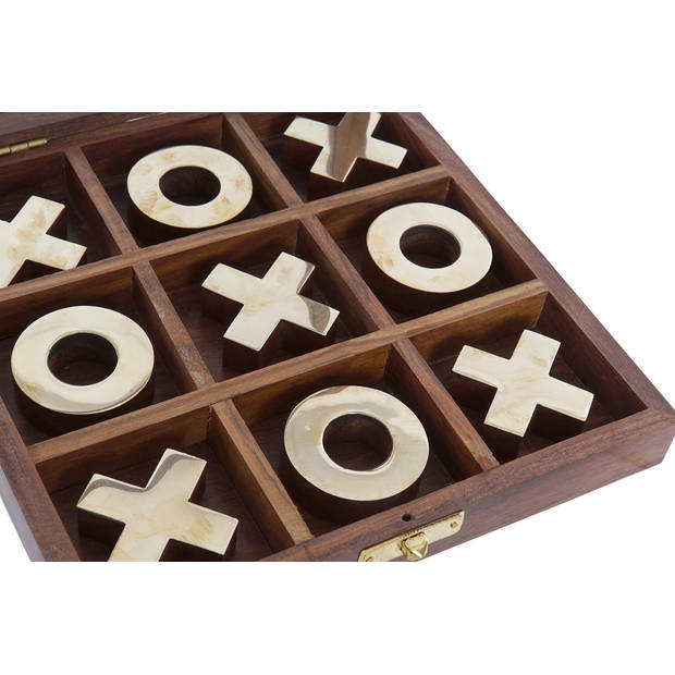 Deco Object Tic Tac Toe in kistje Hout – Goud/Bruin