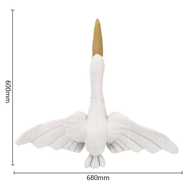 Kamer Decoratie Vliegende Zwaan van Katoen (incl. montage materiaal) – Beige – L55cm x B50cm