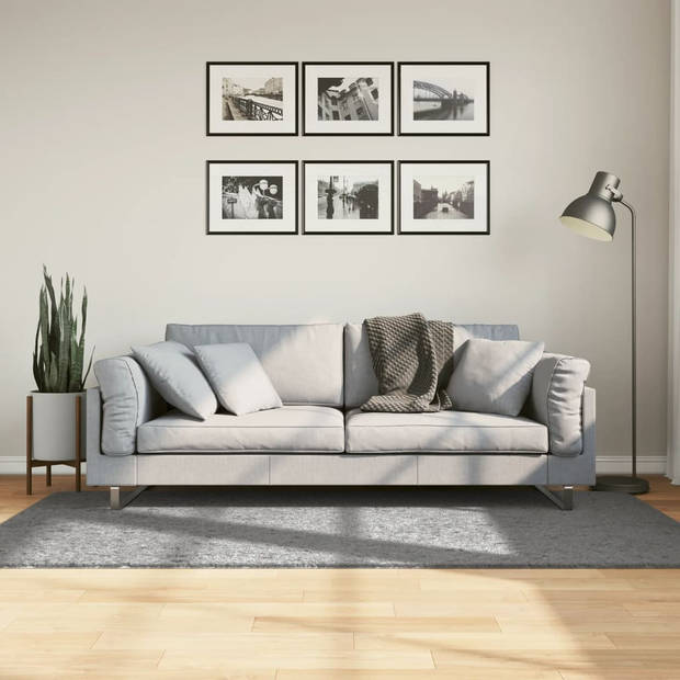 vidaXL Vloerkleed PAMPLONA shaggy hoogpolig modern 100x200 cm grijs