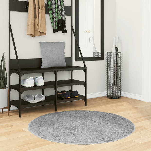 vidaXL Vloerkleed PAMPLONA shaggy hoogpolig modern Ø 100 cm grijs