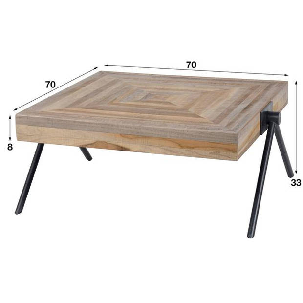 Hoyz - Salontafel Teca - Balance - 70x70x33 - Hout - Bruin