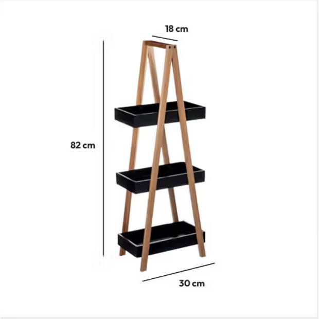 Bamboe Opbergrek met 3 schappen 30x82 cm - Zwart/Bruin