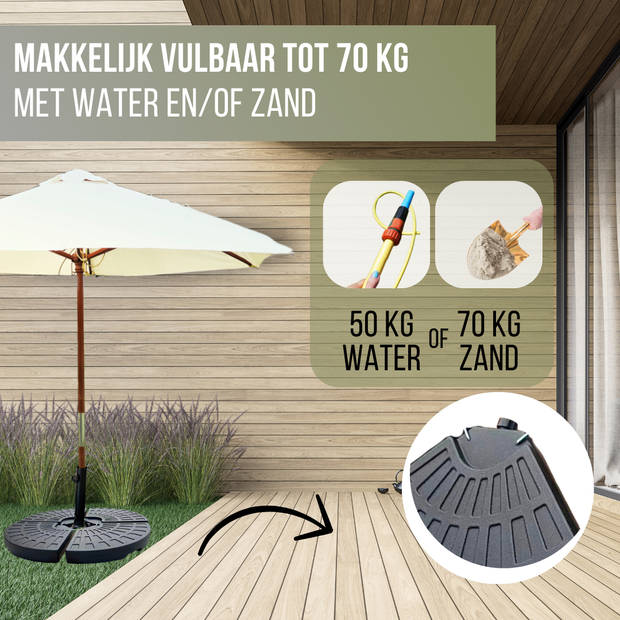 4gardenz® 60 KG Verzwaringsset Parasolvoet voor Zweefparasols - Vulbaar met Water en Zand