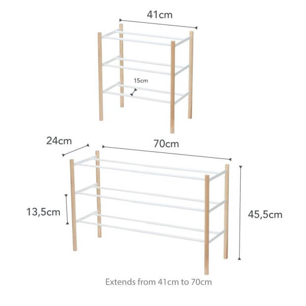 Yamazaki Schoenenrek Uitschuifbaar - Plain - Wit
