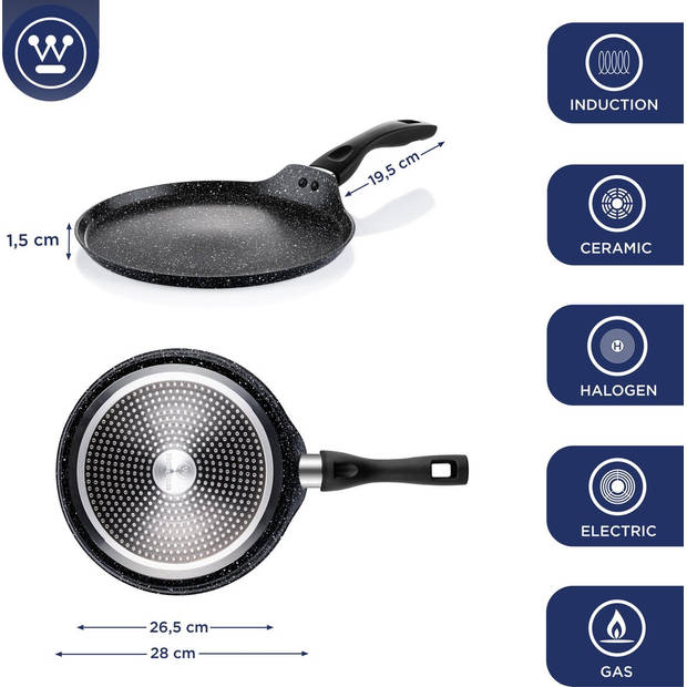 Westinghouse Set - Braadslede 35cm + Pannenkoekenpan 28cm - Black Marble