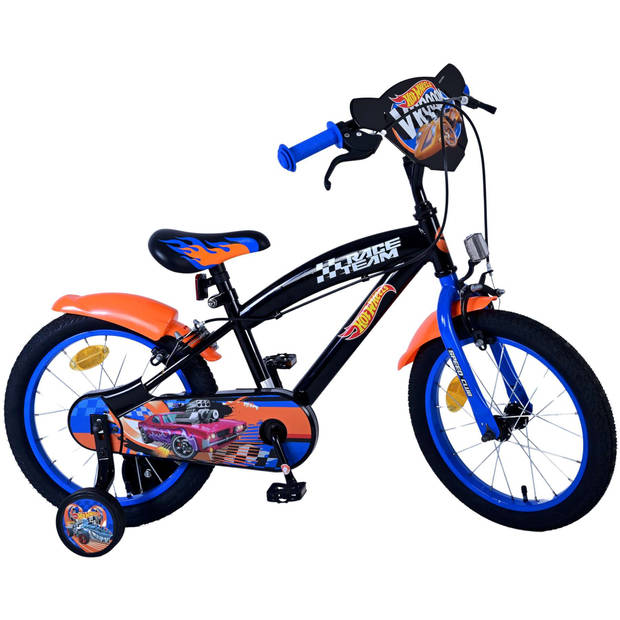 Hot Wheels Kinderfiets - Jongens - 16 inch - Zwart Oranje Blauw - Twee handremmen