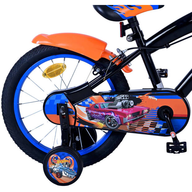 Hot Wheels Kinderfiets - Jongens - 16 inch - Zwart Oranje Blauw - Twee handremmen