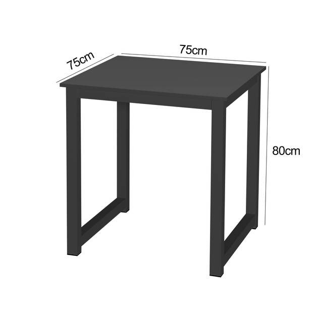 Keukentafel - bureau tafel - 75 cm x 75 cm - zwart