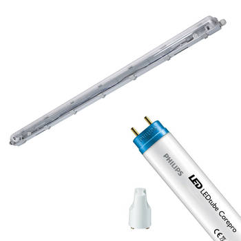 LED Waterdichte TL Armatuur met T8 Buis - Velvalux Strela - 120cm - Enkel - Koppelbaar - Waterdicht IP65 - Philips -