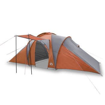 vidaXL Tent 6-persoons 576x238x193 cm 185T taft grijs en oranje