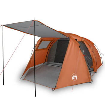 vidaXL Tent 4-persoons 420x260x153 cm 185T taft grijs en oranje