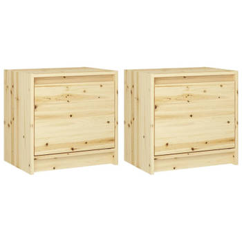 vidaXL Nachtkastjes 2 st 40x30,5x40 cm massief vurenhout