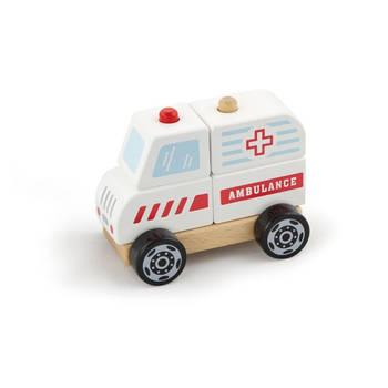 Viga Toys Bouwauto ziekenauto 7-delig 13x10x8 cm.