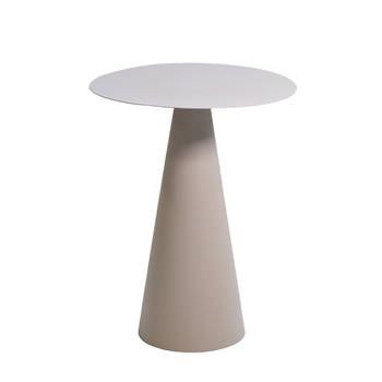 Giga Meubel - Bijzettafel Rond - Beige Metaal - 40,5x40,5x52cm - Faye