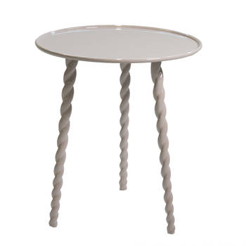 Giga Meubel - Bijzettafel Rond - Beige Aluminium - 45,5x45,5x50cm - Santi