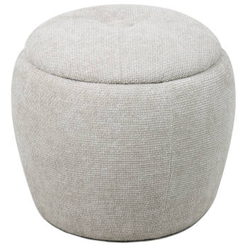 Giga Meubel - Poef Stof Beige - Met Opbergruimte - 47x47x41cm - Sini