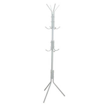 Gerimport - kapstok - wit - metaal - staand - 12 haken op 3 hoogtes - 170 cm - Kapstokken