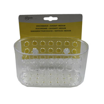 Transparant douchebakje met zuignappen voor badkamer 15.5 x 8 x 8 cm - Opbergbox