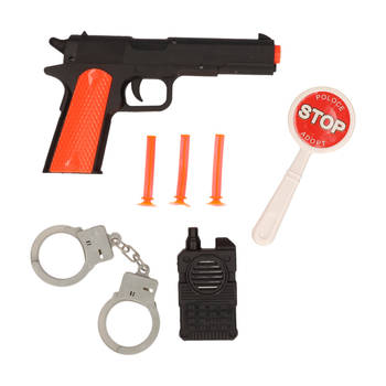 Politie speelgoed set - pistool met zuignap pijltjes - voor kinderen - plastic - met accessoires - Speelgoedpistool