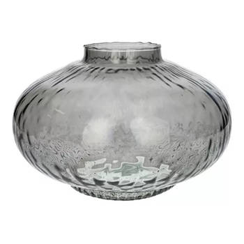Bloemenvaas Urban - grijs transparant glas - D31 x H20 cm - decoratieve vaas - bloemen/takken - Vazen