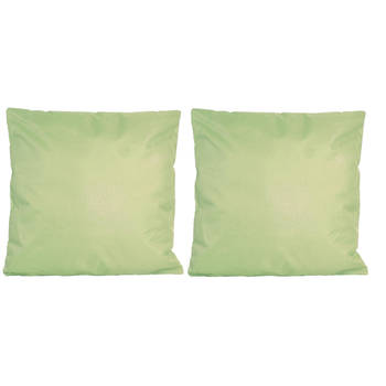2x Bank/sier kussens voor binnen en buiten in de kleur mint groen 45 x 45 cm - Sierkussens