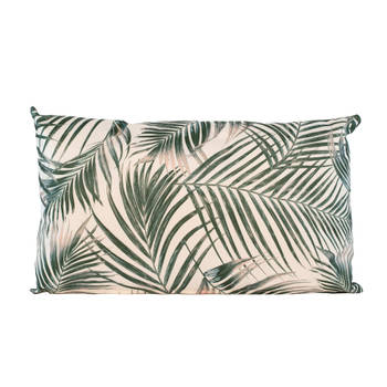 1 x Bank/sier kussens met palm plant/bladeren print voor binnen en buiten 50 x 30 cm - Sierkussens