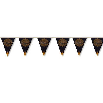 Suikerfeest/offerfeest versiering metallic vlaggenlijn zwart/goud 6 meter - Vlaggenlijnen