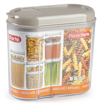 Plasticforte Voedselcontainer strooibus - beige - 1000 ml - kunststof - voorraadpot - Voorraadpot
