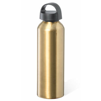 Bellatio Design Waterfles/drinkfles/sportfles - metallic goud - aluminium - 800 ml - schroefdop - Drinkflessen