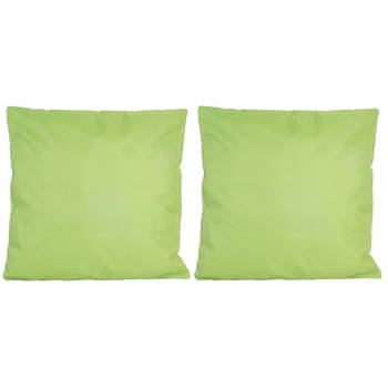 Set van 2x stuks buiten/woonkamer/slaapkamer kussens in het groen 45 x 45 cm - Sierkussens