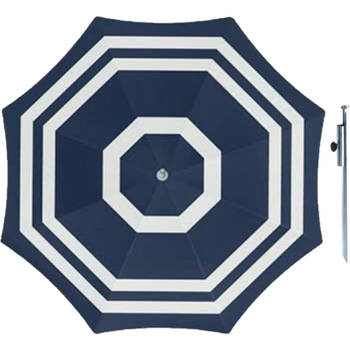 Parasol - Blauw/wit - D180 cm - incl. draagtas - parasolharing - 49 cm - Parasols