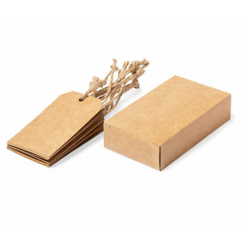 Cadeau tags/labels - kraftpapier/karton aan touwtjes - 10x stuks - 5 x 9 cm - Cadeauversiering