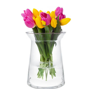 Bloemenvaas Ella - helder transparant glas - D19 x H25 cm - decoratieve vaas - bloemen/takken - Vazen