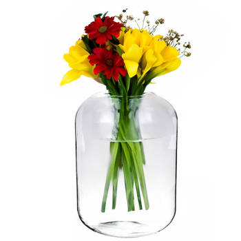 Bloemenvaas Billie - helder transparant glas - D23 x H30 cm - decoratieve vaas - bloemen/takken - Vazen