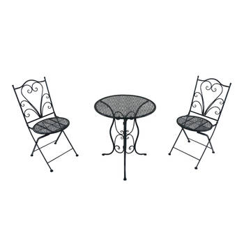 AXI Eloise 3-delige Mozaïek Bistroset Gestanst Antraciet Bistro Set met tafel & 2 stoelen