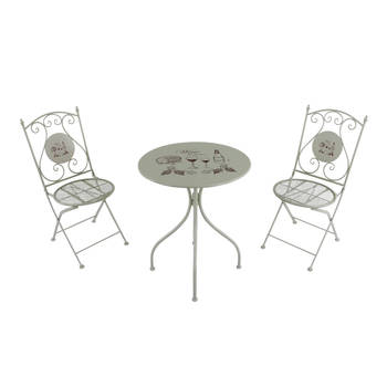 AXI Maxime 3-delige Mozaïek Bistroset Romantisch Wijn Crème Bistro Set met tafel & 2 stoelen