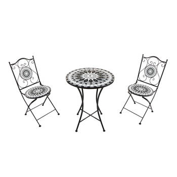 AXI Amélie 3-delige Mozaïek Bistroset Zwart/wit Bistro Set met tafel & 2 stoelen