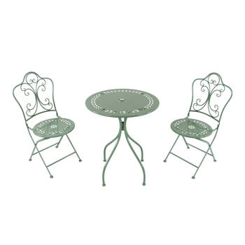 AXI Marilou 3-delige Mozaïek Bistroset Romantisch Pastelgroen Bistro Set met tafel & 2 stoelen