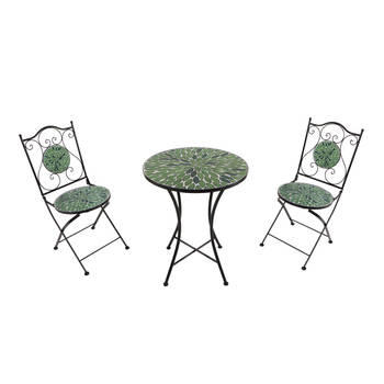 AXI Amélie 3-delige Mozaïek Bistroset Grijs/bruin Bistro Set met tafel & 2 stoelen