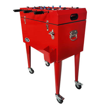 AXI Cooler met tafelvoetbal Rood Outdoor Koeler op wielen met 65L inhoud