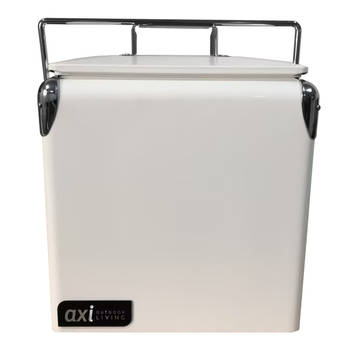 AXI Retro Mini Cooler Wit Outdoor Koeler / Koelbox klein met afneembaar deksel & flesopener