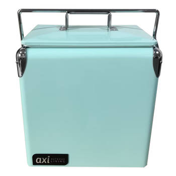 AXI Retro Mini Cooler Mint Outdoor Koeler / Koelbox klein met afneembaar deksel & flesopener