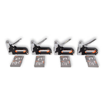 4 stuks Krachtig Nietpistool met Nietjes Robuuste Nietmachine Oranje & Zwart Compact Design - 15.5 cm x 2 cm x