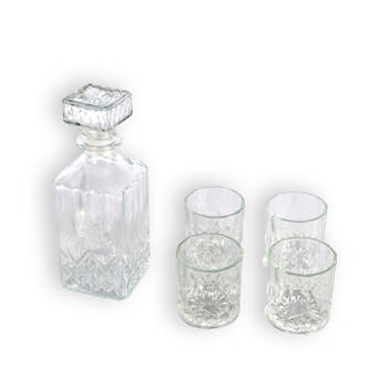Elegant Decanteerkaraf Stijlvolle Whisky Accessoires met 4 glazen Luxe Whiskeykaraf Prachtige Whisky Decanter