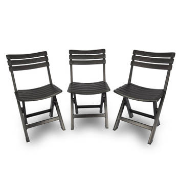 3x Klapstoel Opvouwbare stoel Campingstoel Tuinstoel Zwart Kunststof Duurzaam Comfortabel Voor binnen
