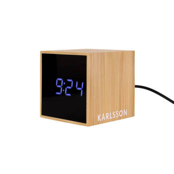 Karlsson - Wekker Mini Cube Bamboo - Bamboe