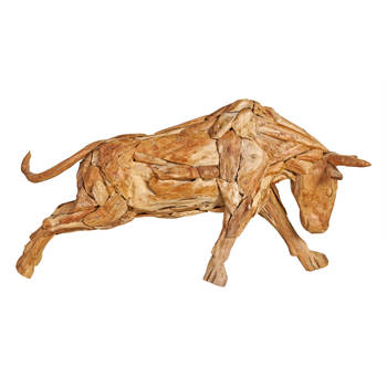 SenS-Line - Decoratief Standbeeld Bull - Teakhout - Bruin