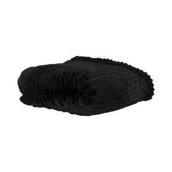 Present Time - Deken Big Ribbed Velvet - Zwart