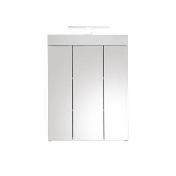 Snow spiegelkast 3 deuren met licht hoog glans wit,wit.